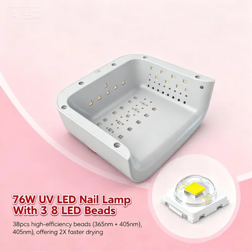 Miniatura 2 de Lámpara de uñas LED UV de 76 W, secadora de luz para esmalte de uñas, secadora de uñas LED con 38 cuentas LED, 4 temporizadores, sensor inteligente