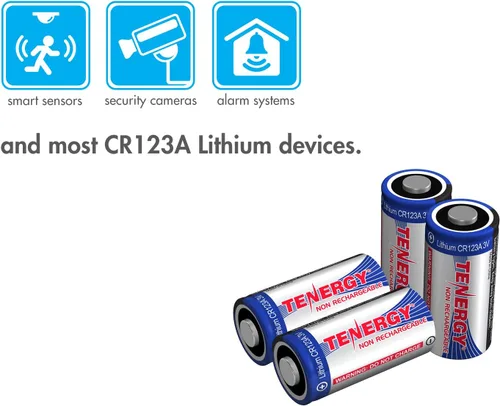 Miniatura 3 de Tenergy Batería de litio CR123A de 3V, baterías de celda CR123A de alto rendimiento de 1500mAh, baterías protegidas con PTC para cámaras