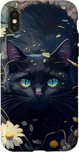 Miniatura 5 de iPhone 16 Cute Black Cat In Botanical Flower Garden Aesthetic Cat Case