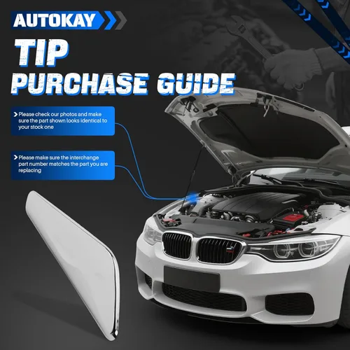 Miniatura 7 de AUTOKAY Guardabarros izquierdo del lado del conductor cromado emblema moldura para BMW X3 F25 X4 F26 2015-2017 guardabarros delantero cromado