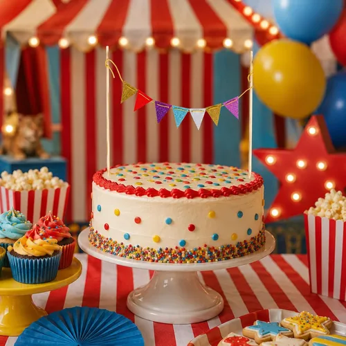 Miniatura 5 de LUOZZY 5pcs Circo Carnaval Cake Toppers Triángulo Bandera Banner Tema Fiesta Llamativa bandera de circo para decoración de tartas de carnaval