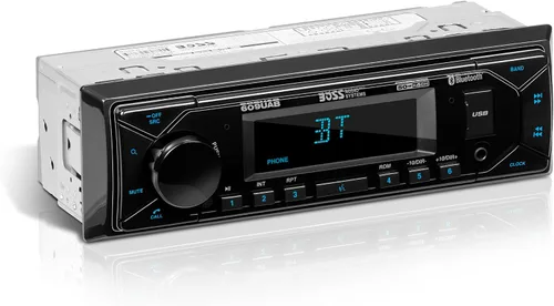 BOSS Audio Systems 609UAB Estéreo multimedia para automóvil - Din único, audio Bluetooth y llamadas manos libres, micrófono integrado, reproductor