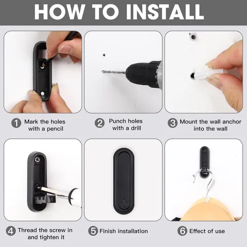 Miniatura 4 de Dntorx Ganchos plegables de pared, 2 piezas ganchos plegables negros para abrigos de alta resistencia, gancho plegable, ganchos para toallas