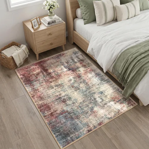 Miniatura 191 de IOHOUZE Alfombra abstracta lavable de 3 x 12 pies para pasillos, antideslizante para cocina, camino de entrada de lana sintética para interiores