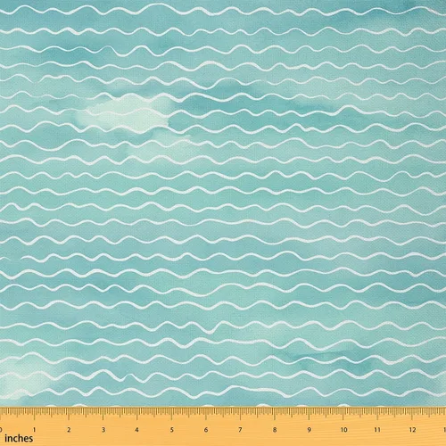 Feelyou The Yard - Tela a rayas Aque Wave de The Yard, tela de tapicería con patrón náutico de olas del océano para sillas, moderna tela decorativa