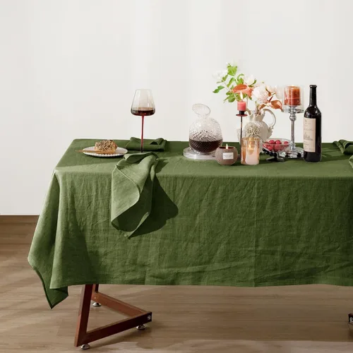Miniatura 11 de Talasily Mantel de lino 100% lino puro, 60 x 84 pulgadas, manteles rectangulares lavables para cocina, comedor, fiestas de bufé, vacaciones, picnic