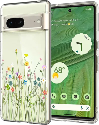 Miniatura 22 de Unov - Funda compatible con Pixel 7, diseño transparente de TPU suave, absorción de impactos, delgada, patrón labrado, cubierta protectora trasera