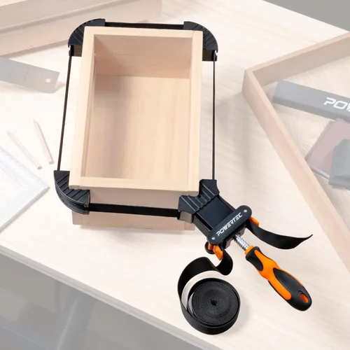 Miniatura 3 de POWERTEC Abrazaderas de correa para carpintería: abrazaderas de banda de liberación rápida con mango ergonómico, abrazadera ajustable para marco