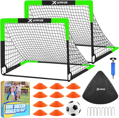 Miniatura 11 de Kids Soccer Goals for Backyard Set of 2, 4 x 3 ft/6 x 4 Toddler Soccer Goal Training Equipment with Soccer Ball, Cones, Pop Up Soccer Net for Kids