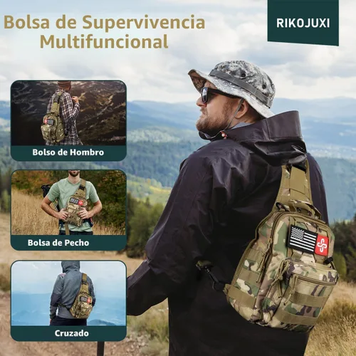 Miniatura 9 de Kit de supervivencia, 262 piezas de equipo y suministros de supervivencia con bolsa de kit de primeros auxilios y bolsa bandolera, kit de emergencia