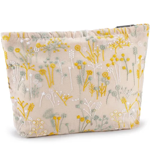Miniatura 28 de Bolsa de maquillaje de flores para mujer, bonita bolsa de maquillaje para bolso, bolsa de cosméticos con cremallera, bolsa de cosméticos de lona