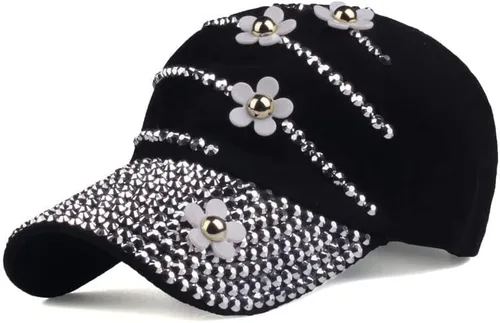 LUCKYBUNNY Gorra de béisbol con flor para mujer, estilo vintage, ajustable, de perfil bajo, gorra deportiva con correa trasera para mujer