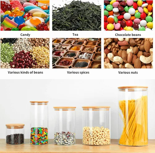 Miniatura 5 de Tarro de vidrio de 18 Oz/550 ML con tapa, recipientes de almacenamiento de vidrio versión engrosada transparente con tapa de bambú sellada