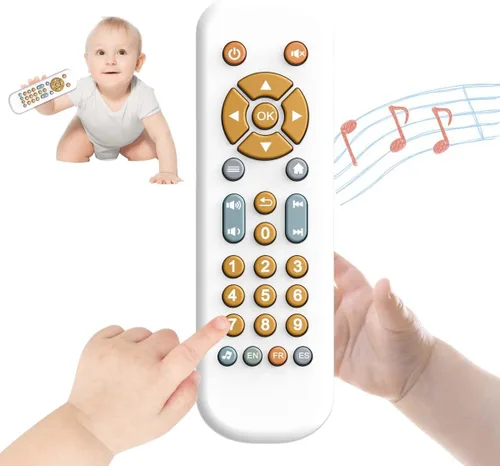 Juguete de control remoto de TV para bebés con sonido y luz musical, juguete realista para niños pequeños, juguete de aprendizaje educativo temprano