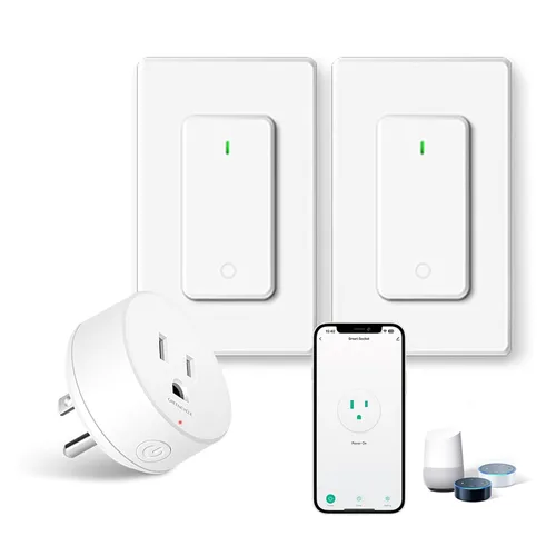 Miniatura 36 de Toma de control remoto, interruptor de luz y enchufe remoto greencycle con interruptor de luz inalámbrico, rango de 500 pies, no necesita cableado