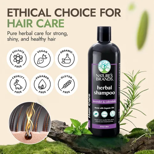 Miniatura 3 de Champú natural de Herbal Choice Mari (lavanda y caléndula, botella de 16 onzas líquidas) - Hecho con ingredientes orgánicos - Sin productos químicos