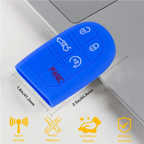 Miniatura 4 de Funda para llavero para Jeep, Dodge Challenger, protector de llave de silicona compatible con Jeep Grand Cherokee Renegade Chrysler 200 300 Dodge
