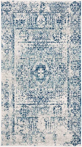 Miniatura 12 de SAFAVIEH Evoke Collection EVK260T Medallón oriental envejecido de 2'2" x 4', color marfil y negro, no desprende pelusa, alfombra de acento para sala