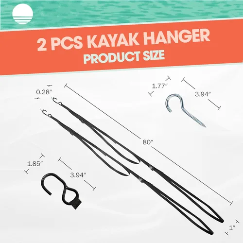 Miniatura 2 de Kayak Rack -Capacity Wall or Ceiling Storage Straps for Surfboards, Paddleboards, SUP, or Canoe - Adjustable Kayak Hanger by RAD Sportz