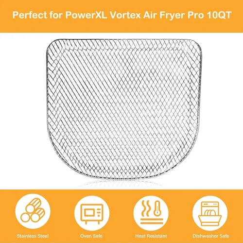 Miniatura 6 de ALJ Estantes mejorados para freidora de aire PowerXL Vortex Pro de 10 cuartos de galón, freidora de aire, estilo malla, bandeja de alimentos