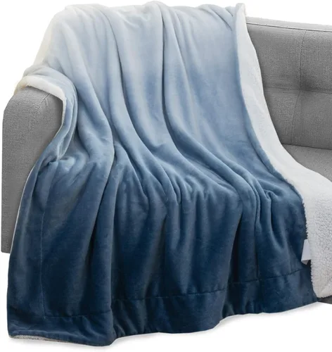 Manta Elegant Comfort, reversible de sherpa y franela, ultrasuave, difusa, acogedora y afelpada - ligera y decorativa para todas las estaciones, 50