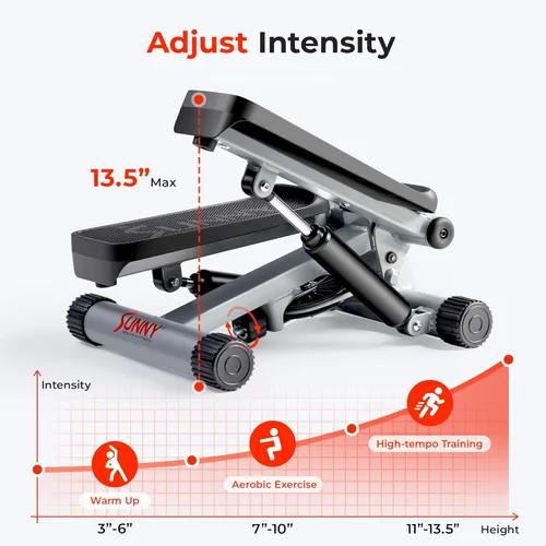Miniatura 3 de Sunny Health & Fitness Mini Steppers for Exercise at Home, Stair Step Workout Machine with Resistance Bands, Full Body Cardio Equipment, Optional