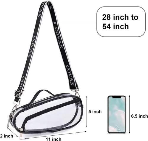 Miniatura 4 de COVAX Bolso cruzado transparente, aprobado por estadios para conciertos, festivales L-negro-4