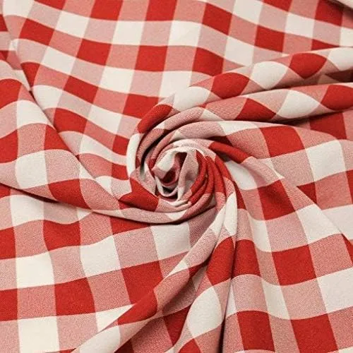 Tela de popelina de poliéster a cuadros de 60 pulgadas de ancho, color rojo y blanco, 10 yardas