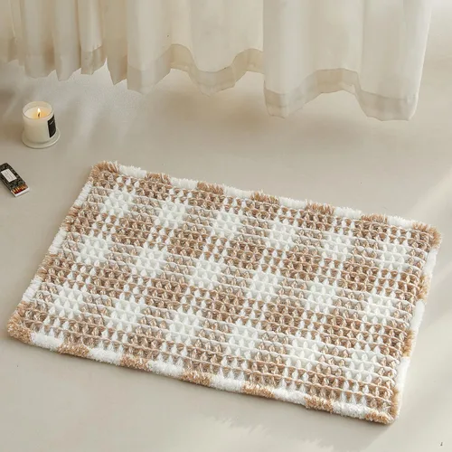 Miniatura 14 de TYUU Tapete de baño estilo gofre, tapete de baño bohemio, antideslizante, lavable, súper absorbente, de secado rápido, bonito tapete de baño
