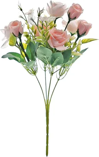 Miniatura 9 de Tableclothsfactory 4 arbustos Ramo de novia de seda artificial de 12 pulgadas, color oro rosa, flores sintéticas
