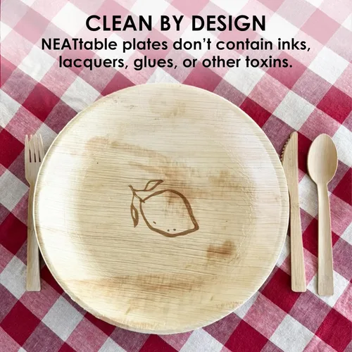 Miniatura 6 de NEATtable Platos de hoja de palma Diseño de limón Desechables y compostables Ecológicos y 100% naturales Ideal para eventos al aire libre