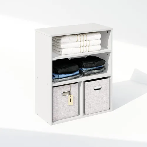 Miniatura 4 de Furinno Reed - Organizadores y almacenamiento de armario, organizador de armario de 3 niveles, estante abierto, para armario, dormitorio, sala