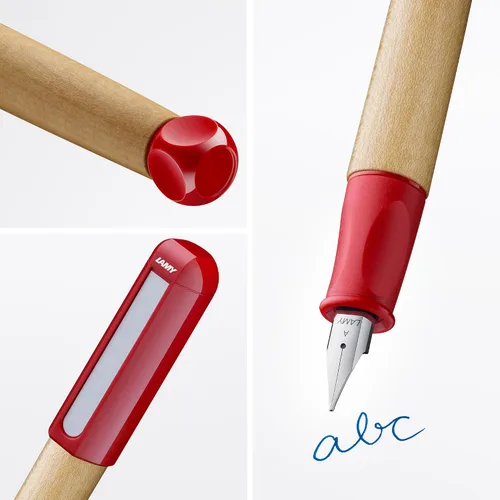 Miniatura 2 de LAMY ABC RED - Pluma estilográfica apta para niños para escribir principiantes con agarre ergonómico y punta de acero pulido en tamaño A - Madera