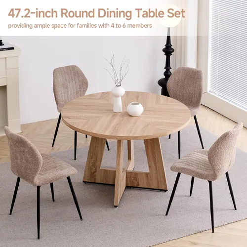 Miniatura 3 de Juego de mesa de comedor redonda de 47 pulgadas para 4 con sillas, mesa de cocina y sillas, juego de sillas modernas de mediados de siglo con patas