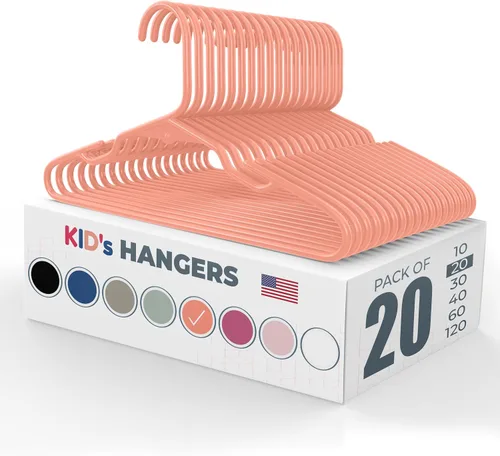 Miniatura 22 de Perchas de plástico para niños de 12 pulgadas, paquete de 10 unidades, fabricadas en los Estados Unidos, capacidad de 5 libras, perchas para ropa
