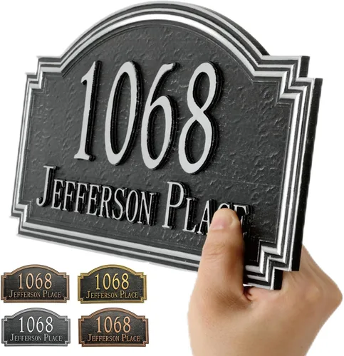 Miniatura 18 de Personalized Address Plaque,Hand-Carved House Number Sign Plaque,Custom Address Numbers for Outside