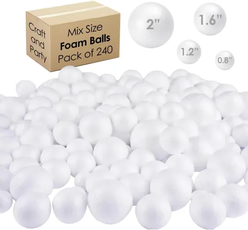 Miniatura 8 de Evershine 2 paquetes de bolas de espuma para manualidades de 8 pulgadas - Bolas de espuma de poliestireno blancas lisas para proyectos