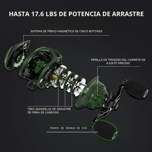 Miniatura 5 de KastKing Spartacus II Baitcasting Fishing Reel, 6oz Ultralight Baitcaster Reel, Super Smooth with 17.6 LB Carbon Fiber Drag, 7.2:1 Gear Ratio, 39mm