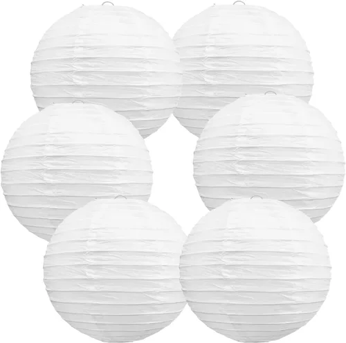 BEISHIDA Faroles de Papel Blancos de 12 Pulgadas Decorativos Chinos/Japoneses Colgantes Redondos de Papel Lámparas para Cumpleaños, Bodas, Navidad,