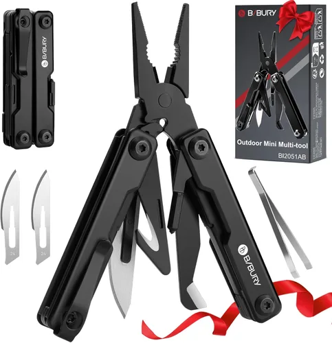 Miniatura 10 de BIBURY Mini Llavero Multiherramienta Tijeras BI2061R, 9 en 1 Multiherramienta EDC Tijeras con Destornillador, Abrebotellas, Cuchillo de Bolsillo