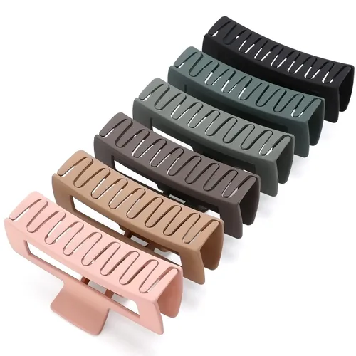 Miniatura 8 de Pinzas para el cabello XL de 5 pulgadas, pinzas cuadradas antideslizantes de gran tamaño para cabello grueso y largo rizado, 6 colores, juego