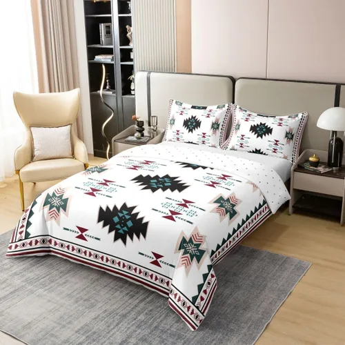 Miniatura 3 de Funda de edredón 100% algodón estilo bohemio del suroeste – Funda de edredón étnica tribal flecha – Juego de decoración de dormitorio completo
