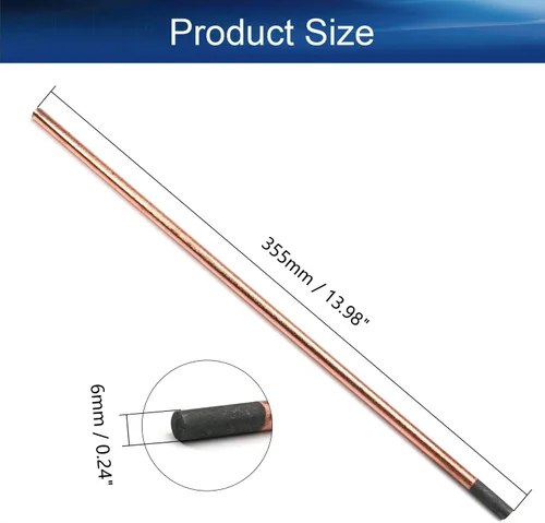 Miniatura 2 de Bettomshin Cobre recubierto de carbono 0.236x13.976 in carbono Gouging Varillas Copperclad Electrodos 2 unids