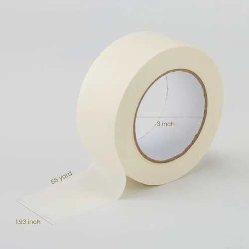 Miniatura 6 de Lichamp Cinta adhesiva ancha de 2 pulgadas, 1 cinta adhesiva de uso general, color beige, papel de enmascarar blanco, 1.95 pulgadas x 55 yardas