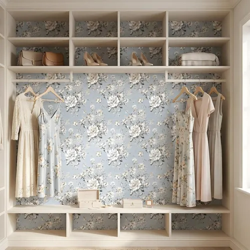 Miniatura 5 de ReWallpaper Papel tapiz azul para despegar y pegar, papel tapiz vintage azul y blanco, papel de pared adhesivo extraíble con flores, papel