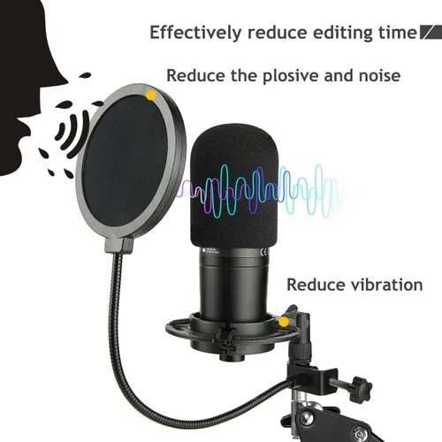 Miniatura 2 de Audio Technica AT2020 - Soporte de micrófono AT2020, soporte de tijera de suspensión con soporte de amortiguador, filtro pop, abrazadera resistente