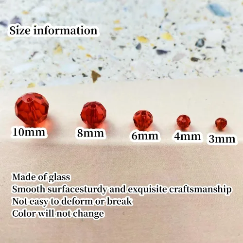 Miniatura 2 de Cuentas de cristal de cristal, 500 cuentas espaciadoras redondas de vidrio facetado de 0.118 pulgadas para hacer joyas, pulseras, aretes, collares