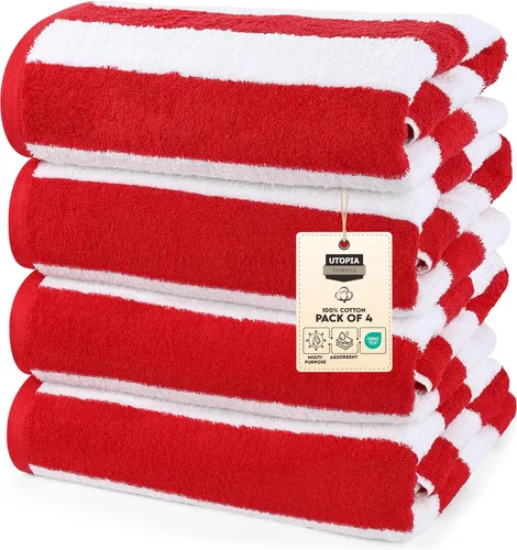 Miniatura 11 de Utopia Towels Paquete de 4 toallas de playa Cabana, juego de toallas de playa de algodón de gran tamaño de 30 x 60 pulgadas, textura suave hilado