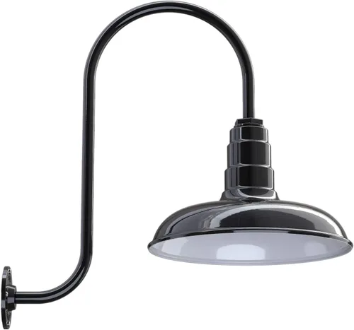 Miniatura 31 de Steel Lighting Co. Topanga - Luz de granero Montaje en pared al aire libre Domo de 14 pulgadas Cuello de cisne de 11 pulgadas Luz de garaje