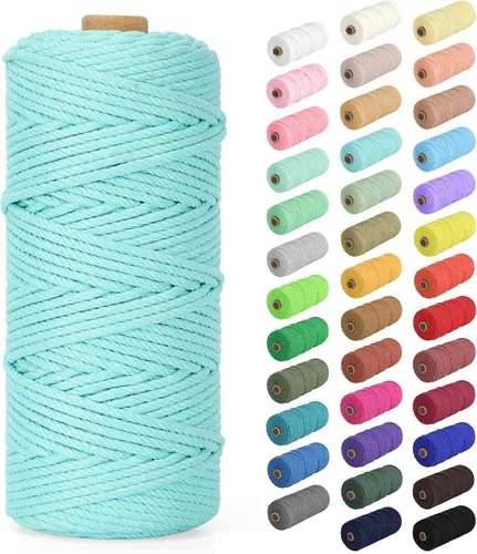 Miniatura 29 de Cordón de macramé de 0.079 in x 380 yardas (1140 pies), cuerda de algodón natural para colgar en la pared, ganchos de plantas, manualidades, Beige